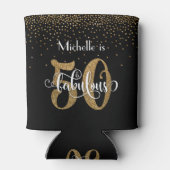 Gold Glitter 50 & Fabulous Typography Birthday Blikjeskoeler (Achterkant)