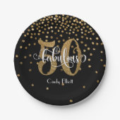 Gold Glitter 50 & Fabulous Typography Birthday Papieren Bordje (Voorkant)