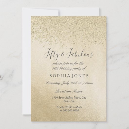 Gold Glitter 50 jaar en geweldig 50 jaar oud Kaart (Voorkant)