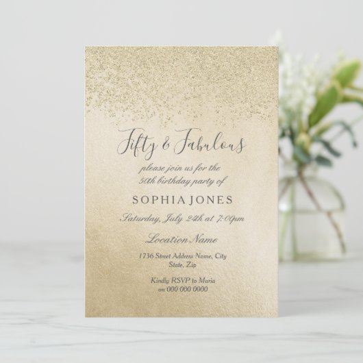 Gold Glitter 50 jaar en geweldig 50 jaar oud Kaart (Staand voorkant)