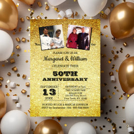 Gold Glitter 50e Jubileum Foto Kaart