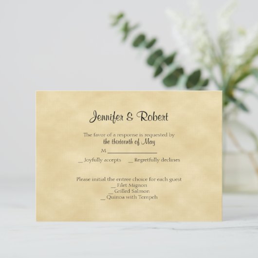 Gold Glitter 50e Jubileum-reactiekaart RSVP Kaartje (Staand voorkant)
