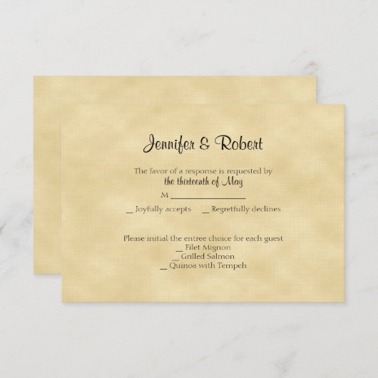 Gold Glitter 50e Jubileum-reactiekaart RSVP Kaartje (Voorkant / Achterkant)