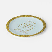 Gold Glitter 50e verjaardag Hallo 50 partij Papieren Bordje (Gekanteld)