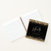 Gold Glitter 50th Birthday Black Guest Book Notitieboek (Binnen)