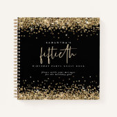 Gold Glitter 50th Birthday Black Guest Book Notitieboek (Voorkant)