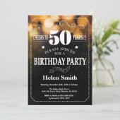 Gold Glitter 50th Birthday Invitation Kaart (Staand voorkant)