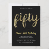 Gold Glitter 50th Birthday Invitations Kaart (Voorkant)