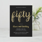 Gold Glitter 50th Birthday Invitations Kaart (Staand voorkant)