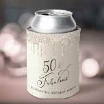 Gold Glitter 50th Birthday Party Blikjeskoeler<br><div class="desc">Elegante en chique 50ste verjaardagsfeestjes koelboxxen met "50 & Fabulous" in een stijlvol script tegen een gouden achtergrond met gouden faux glitter druppelen. Personaliseer met haar naam.</div>