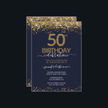 Gold Glitter 50th Birthday Party Invitation Kaart<br><div class="desc">Elegant Faux Gold glitter met de scherpende confetti hoogtepunten op de boven- en ondergrens. Alle tekst kan worden aangepast en kan eenvoudig worden gewijzigd voor uw eigen wensen. Geweldig elegante sjabloon voor de 50ste verjaardag.</div>