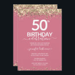 Gold Glitter 50th Birthday Party Invitation Kaart<br><div class="desc">Elegant Faux Gold glitter met de scherpende confetti hoogtepunten op de boven- en ondergrens. Alle tekst kan worden aangepast en kan eenvoudig worden gewijzigd voor uw eigen wensen. Geweldig elegante sjabloon voor de 50ste verjaardag.</div>