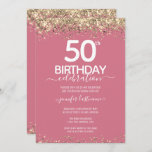 Gold Glitter 50th Birthday Party Invitation Kaart<br><div class="desc">Elegant Faux Gold glitter met de scherpende confetti hoogtepunten op de boven- en ondergrens. Alle tekst kan worden aangepast en kan eenvoudig worden gewijzigd voor uw eigen wensen. Geweldig elegante sjabloon voor de 50ste verjaardag.</div>