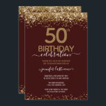 Gold Glitter 50th Birthday Party Invitation Kaart<br><div class="desc">Elegant Faux Gold glitter met de scherpende confetti hoogtepunten op de boven- en ondergrens. Alle tekst kan worden aangepast en kan eenvoudig worden gewijzigd voor uw eigen wensen. Geweldig elegante sjabloon voor de 50ste verjaardag.</div>