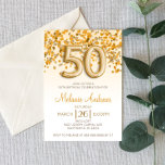 Gold Glitter 50th Birthday Party Invitation Kaart<br><div class="desc">Dit is een gouden glitter met de titel '50ste verjaardag' Uitnodiging. Het ontwerp bestaat uit een elegant en leuk goudconfetti met glitter. Dit is een schattig verjaardagsthema om je vijftigste verjaardag met de klas binnen te halen!</div>