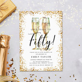 Gold Glitter 50th Birthday Party Kaart