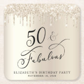 Gold Glitter 50th Birthday Party Kartonnen Onderzetters (Voorkant)