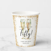 Gold Glitter 50th Birthday Party Papieren Bekers (Achterkant)