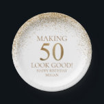Gold Glitter 50th Birthday Party Papieren Bordje<br><div class="desc">Gold Glitter 50th Birthday Paper Borden</div>