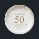 Gold Glitter 50th Birthday Party Papieren Bordje<br><div class="desc">Gold Glitter 50th Birthday Paper Borden</div>