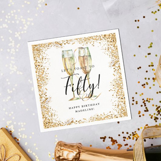 Gold Glitter 50th Birthday Party Servet