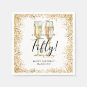 Gold Glitter 50th Birthday Party Servet (Voorkant)