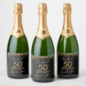 Gold Glitter 50th Birthday - persoonlijk Sparkling Wijnetiket (Flessen)