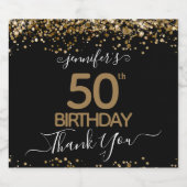 Gold Glitter 50th Birthday - persoonlijk Sparkling Wijnetiket (Enkel label)