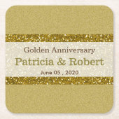 Gold Glitter 50th Golden Wedding Jubileum Kartonnen Onderzetters (Voorkant)