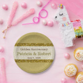 Gold Glitter 50th Golden Wedding Jubileum Papieren Bordje (Feest)