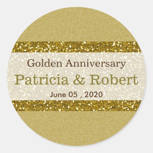 Gold Glitter 50th Golden Wedding Jubileum Ronde Sticker (Voorkant)
