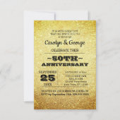 Gold Glitter 50th Jubileum Party Kaart (Voorkant)
