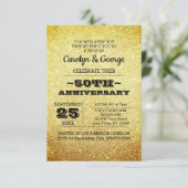 Gold Glitter 50th Jubileum Party Kaart (Staand voorkant)