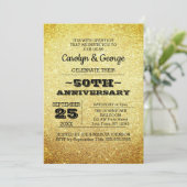 Gold Glitter 50th Jubileum Party Kaart (Staand voorkant)