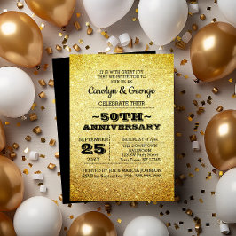 Gold Glitter 50th Jubileum Party Kaart