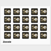 Gold Glitter 50th Jubileum Photo Template Squar Vierkante Sticker (Vel)