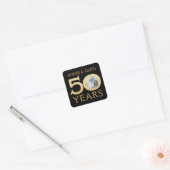Gold Glitter 50th Jubileum Photo Template Squar Vierkante Sticker (Envelop)