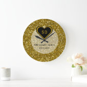 Gold Glitter 50th Wedding Jubileum Grote Klok (Huis)