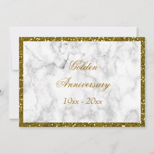 Gold Glitter 50th Wedding Jubileum Kaart (Achterkant)
