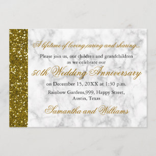 Gold Glitter 50th Wedding Jubileum Kaart