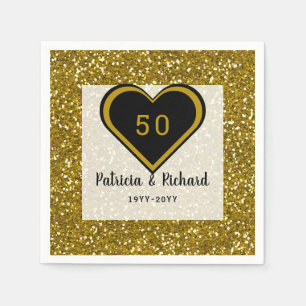 Gold Glitter 50th Wedding Jubileum Servet
