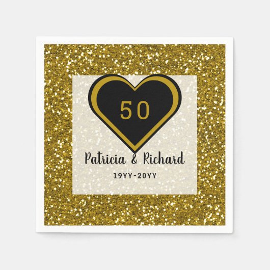 Gold Glitter 50th Wedding Jubileum Servet (Voorkant)