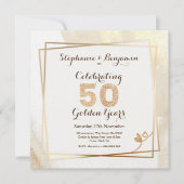 Gold Glitter 50th Wedding Jubileum Tekst legant Kaart (Voorkant)