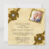 Gold Glitter 50th Wedding Jubileum Uitnodiging (Voorkant)