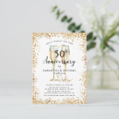 Gold Glitter 50th Wedding Jubileum Uitnodiging Briefkaart (Staand voorkant)