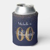 Gold Glitter 60 & Fabulous Navy Blue Birthday Blikjeskoeler (Blikje Voorkant)