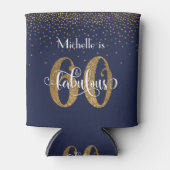 Gold Glitter 60 & Fabulous Navy Blue Birthday Blikjeskoeler (Voorkant)