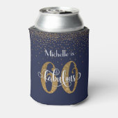 Gold Glitter 60 & Fabulous Navy Blue Birthday Blikjeskoeler (Blikje Achterkant)