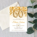 Gold Glitter 60th Birthday Party Invitation Kaart<br><div class="desc">Dit is een gouden glitter met de titel '60ste verjaardag' Uitnodiging. Het ontwerp bestaat uit een elegant en leuk goudconfetti met glitter. Dit is een schattig verjaardagsthema om je zestigste verjaardag binnen te halen met de les! 60</div>