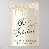 Gold Glitter 60th Birthday Party Poster (Voorkant)